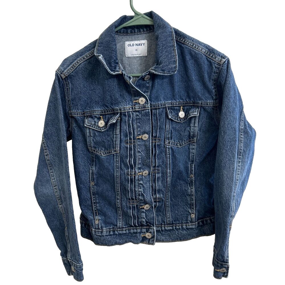 🔥Old Navy Women's Long Sleeve Button Down Medium Wash Denim Jean Jacket XS🔥